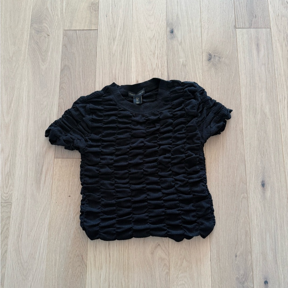 House of Harlow Black Textured Women's Short Sleeve Top SIZE SMALL